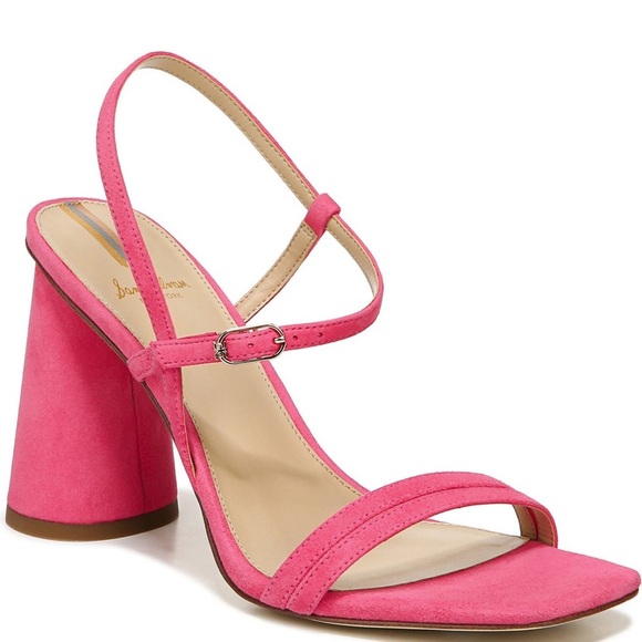 Sam Edelman Kit Slingback Dahlia Pink Suede Block Heel Sandal - Picture 2 of 10